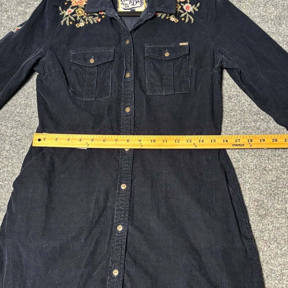 Superdry Floral Embroidered Corduroy Shirt Dress Womens 8 - Picture 16 of 16